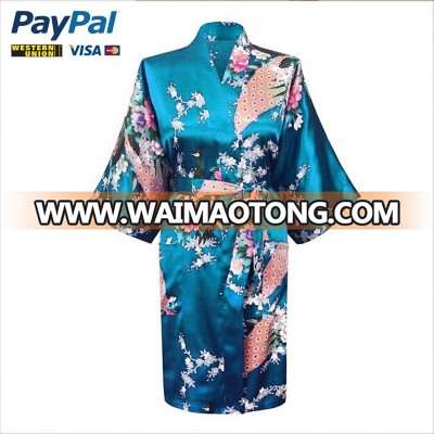 wholesale supplier Spandex satin peacock robe for women