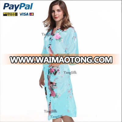 wholesale satin floral long satin dressing gown