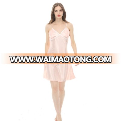 Wholesale silky satin plain colors sleepwear